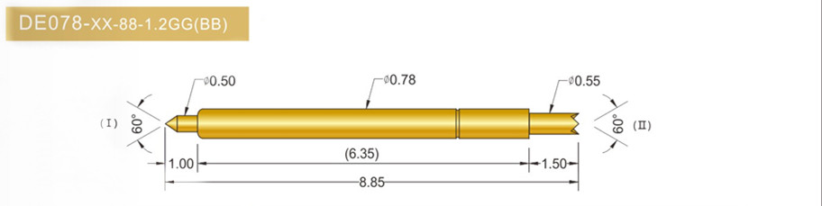 078雙頭探針尺寸、BGA雙頭頂針、雙向可動探針、帶彈簧頂針、測試探針