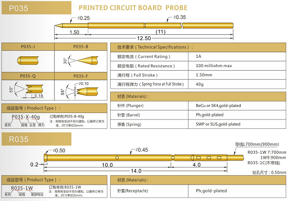 035測(cè)試探針規(guī)格、測(cè)試探針生產(chǎn)廠家