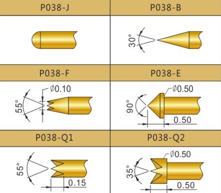 PA038測試探針頭型，華榮華探針廠家