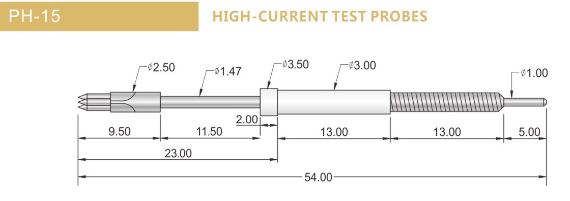 PH-15測試探針尺寸，華榮華探針選型規(guī)格